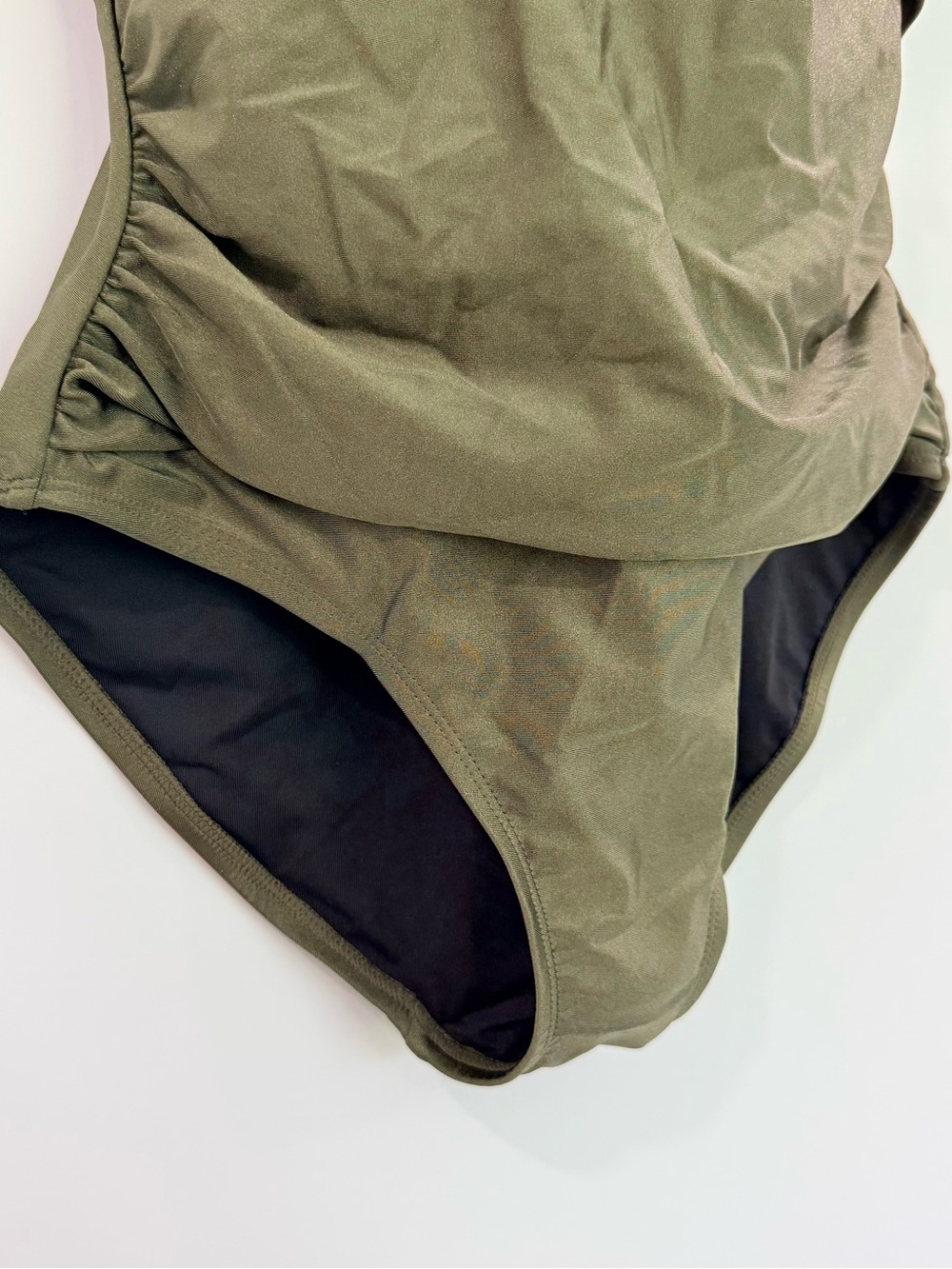 DKNY WOMENS Olive Green Twist-Front One-Piece Swimsuit medium NWT - Picture 5 of 16